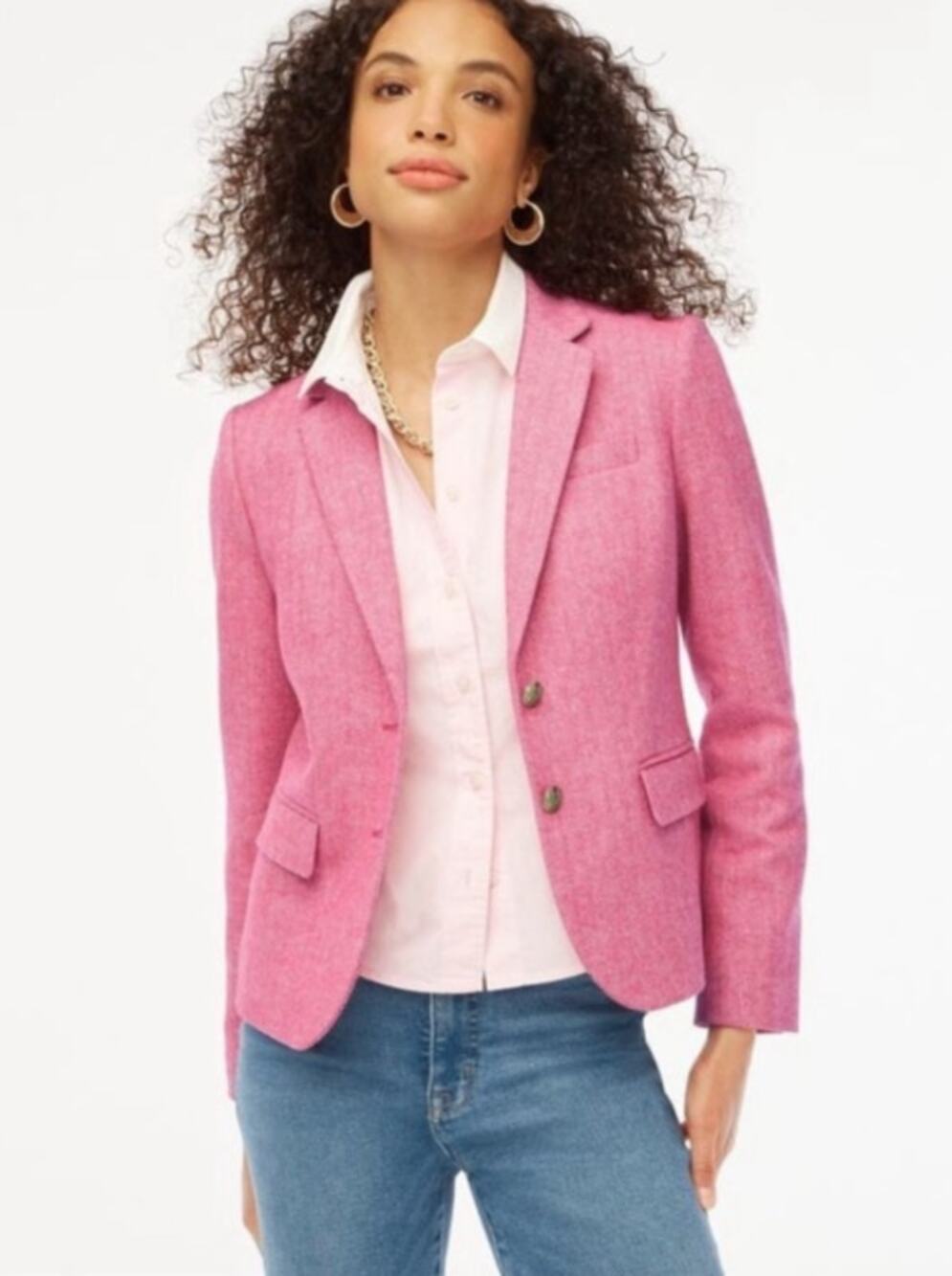 J. CREW Herringbone Schoolboy Wool Blend Blazer Jacket Pink Sz 20 $228 {251}